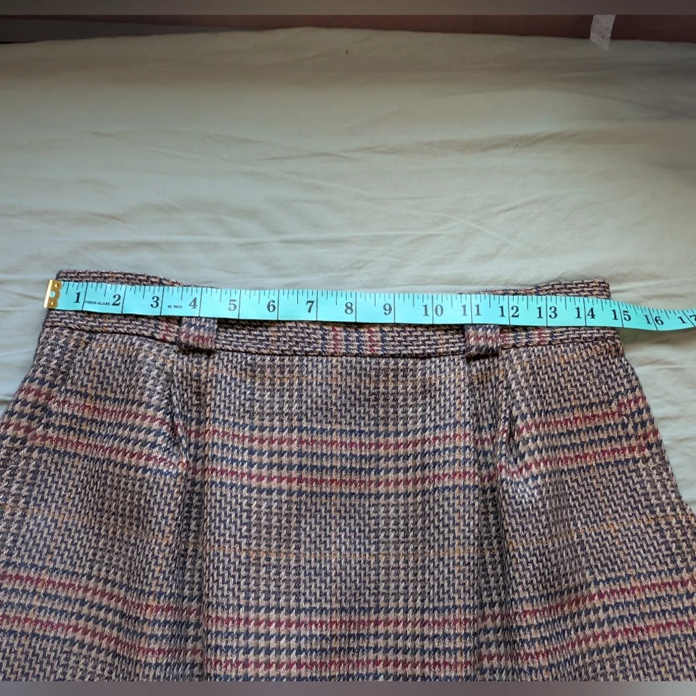Vintage Evan Picone 2 Piece Plaid Wool Suit Set Skirt/Blazer W10 Red/Browns - Picture 15 of 16
